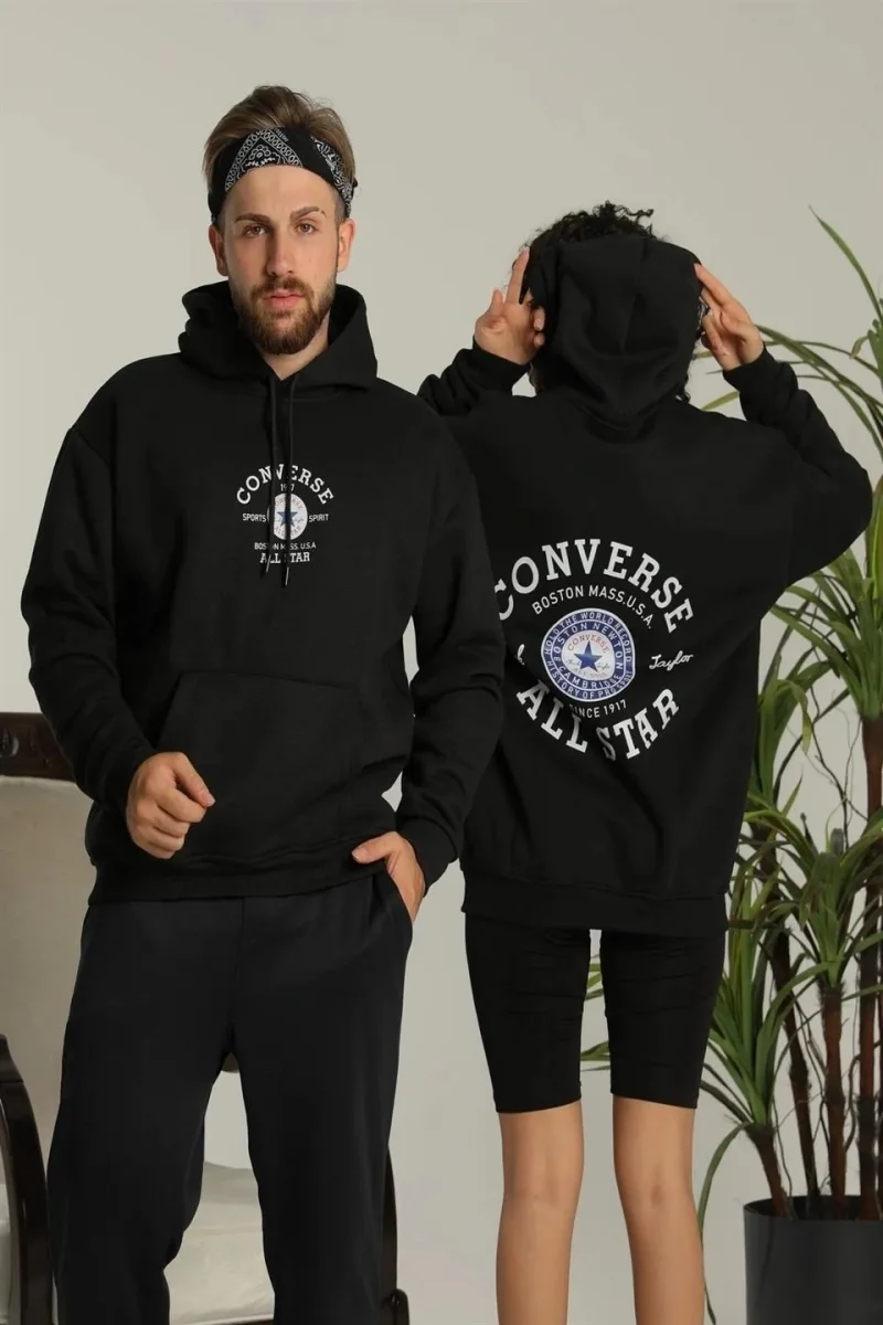 Converse Siyah Kapüşonlu Sweatshirt
