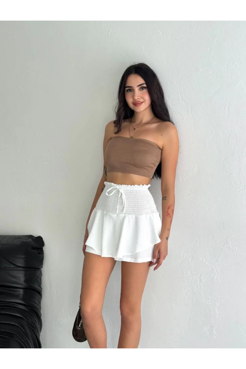 Ayrobin Şortlu Etek - Beyaz