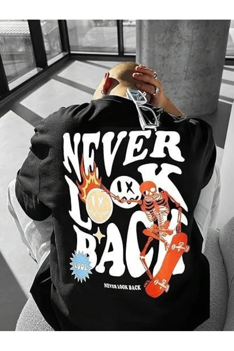 Erkek Bisiklet Yaka Kısa Kol Baskılı T-shirt