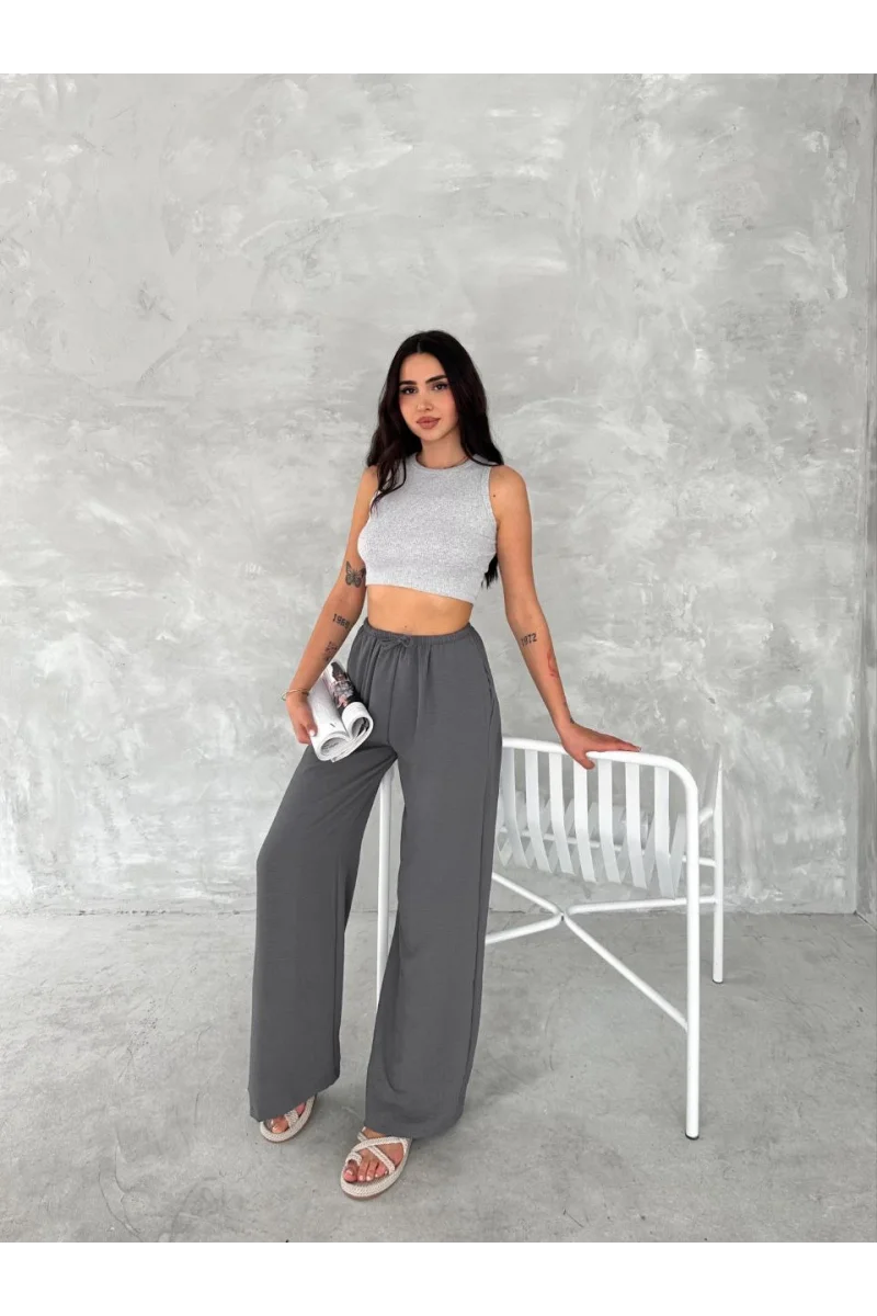Ayrobin Oversize Kadın Pantalon - Füme