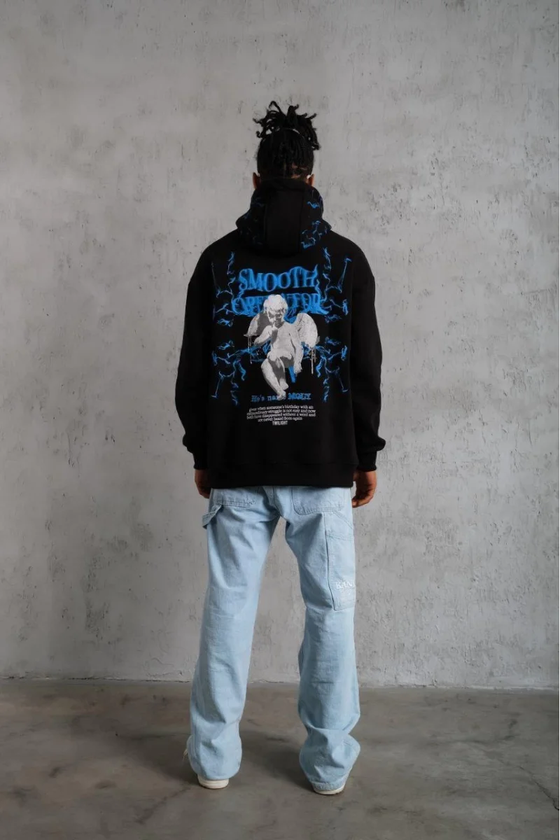 Siyah Kapüşonlu Sweatshirt