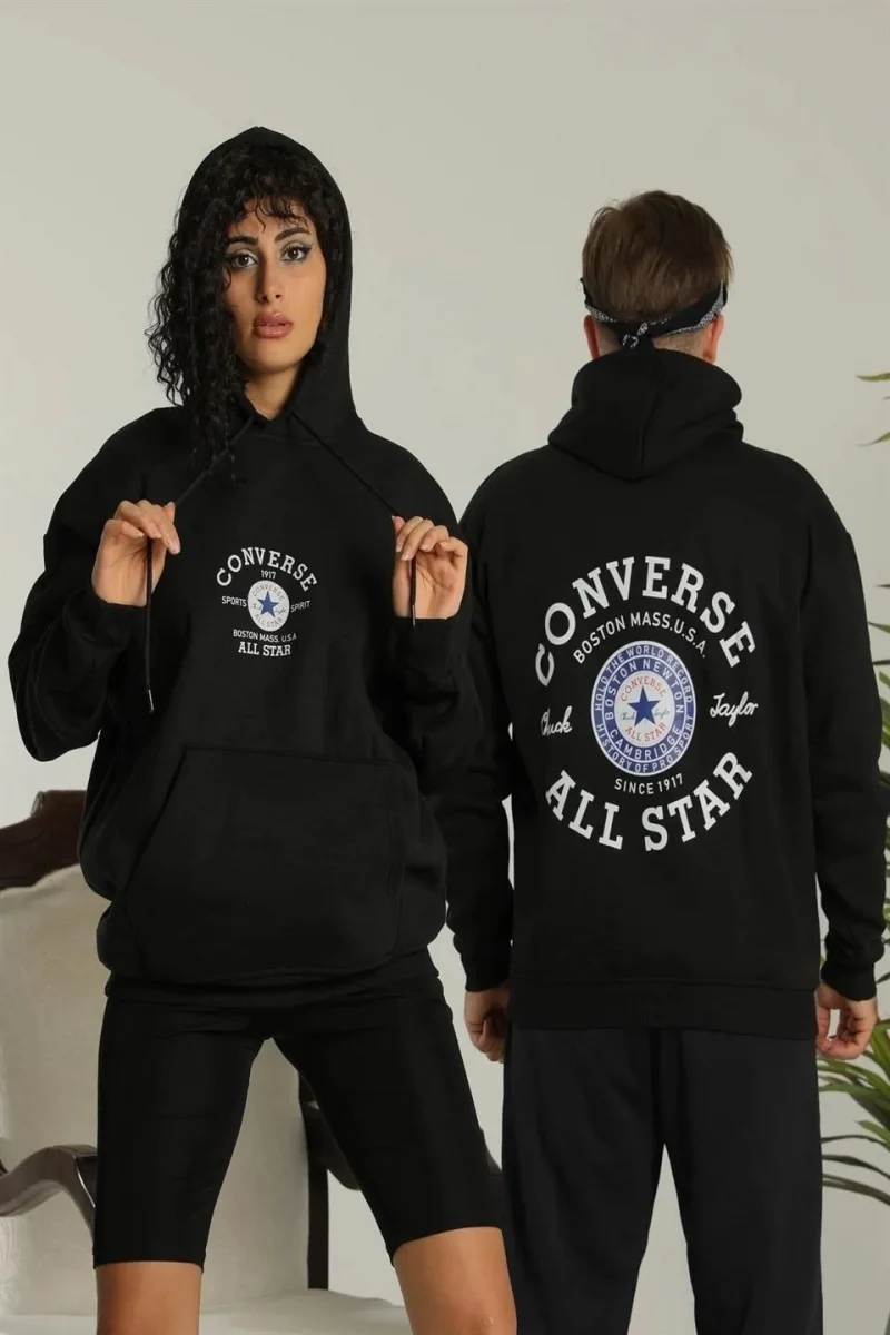 Converse Siyah Kapüşonlu Sweatshirt