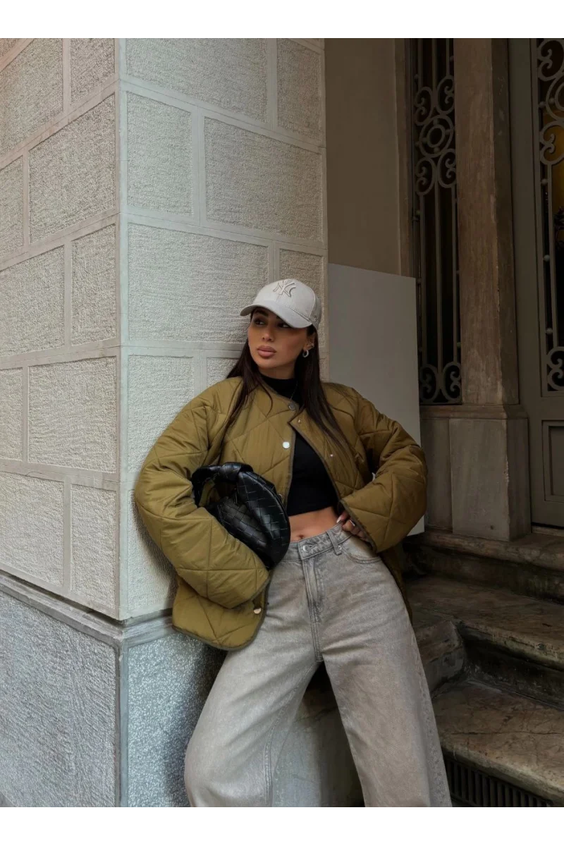 Kadın kahve Kapitone Mont