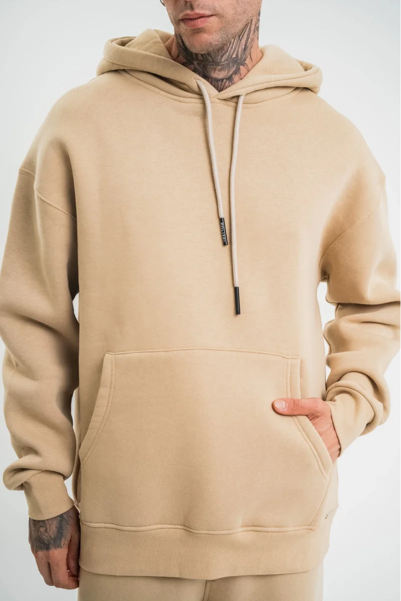 Bej Kapüşonlu Sweatshirt