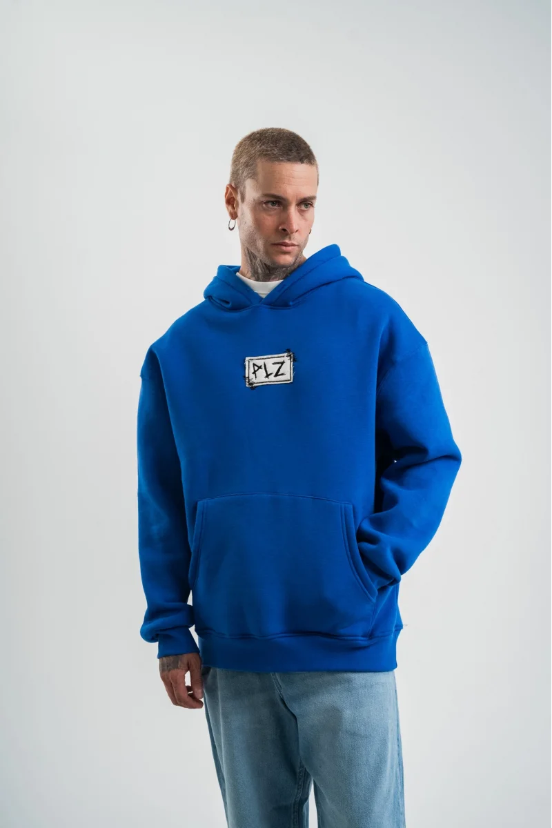 Mavi Kapüşonlu Sweatshirt