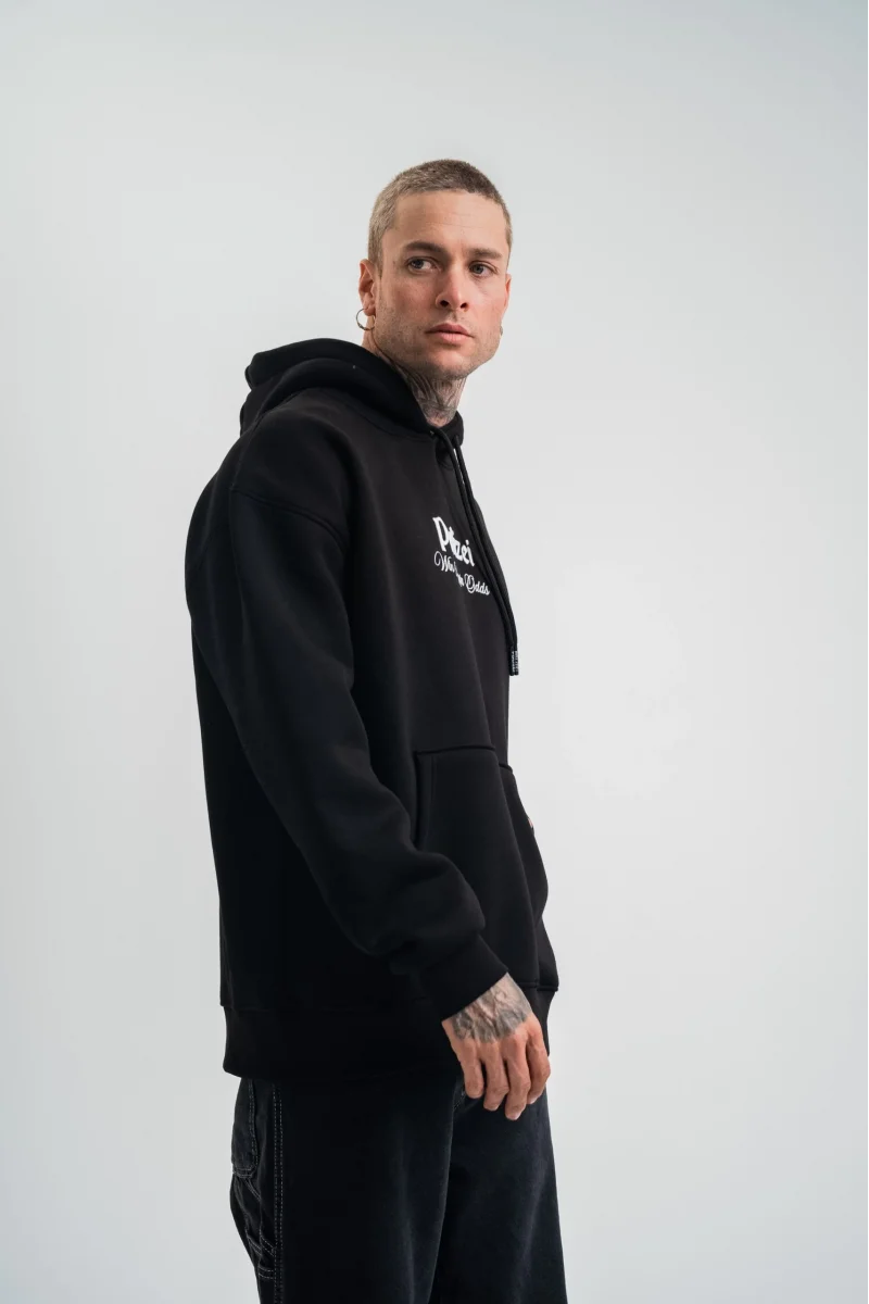 Polizei Siyah Kapüşonlu Sweatshirt