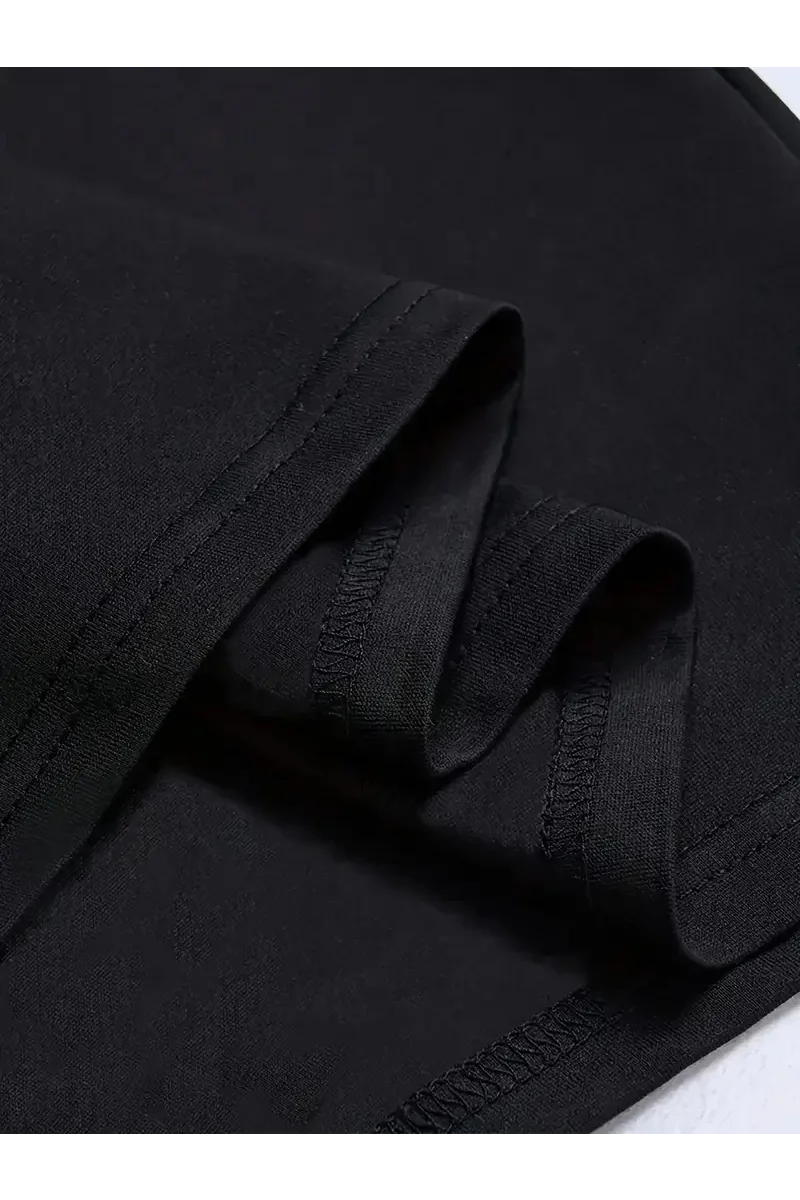 LB Ön Arka Baskılı Oversize Bisiklet Yaka Yazlık T-shirt - Siyah