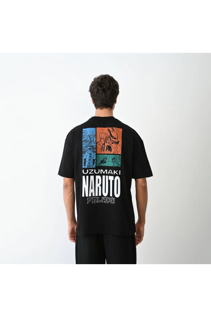 Unisex Bisiklet Yaka Baskılı Oversize T-Shirt