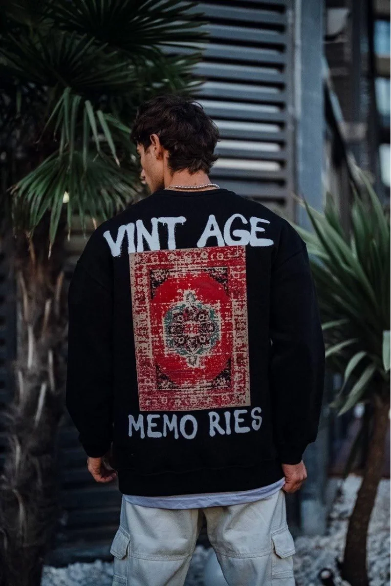 Siyah Vintage Sweatshirt