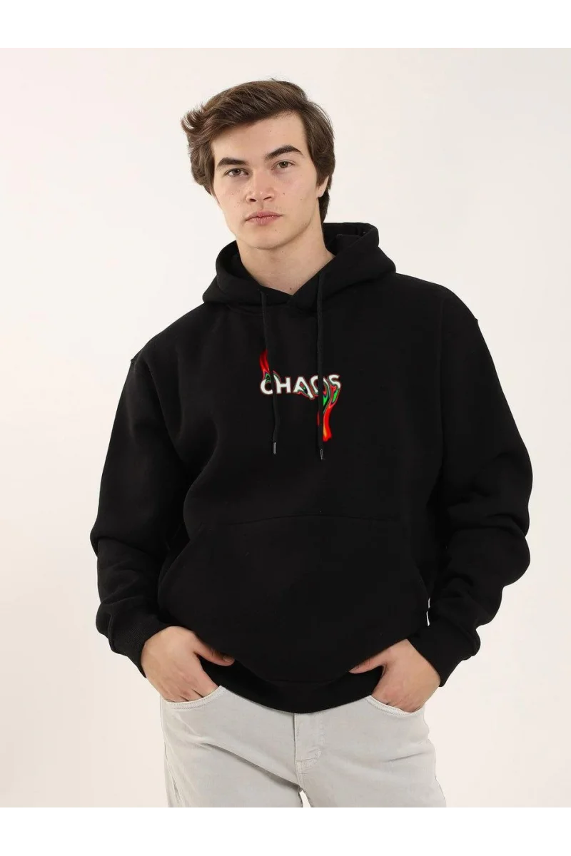 Siyah Kapüşonlu Sweatshirt