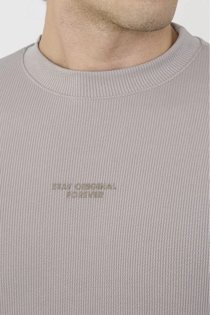 Unisex Bisiklet Yaka Slim fit T-Shirt - Gri