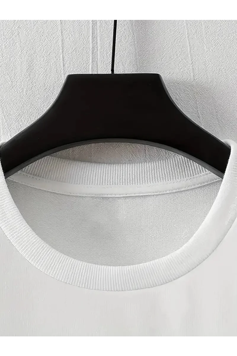 LB Ön Arka Baskılı Oversize Bisiklet Yaka Yazlık T-shirt - Beyaz