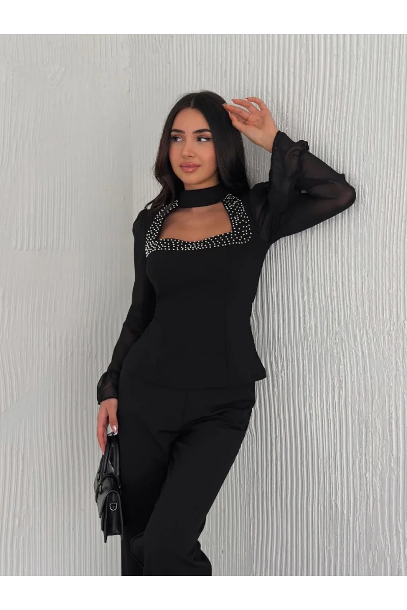 Siyah Taşlı Elbise