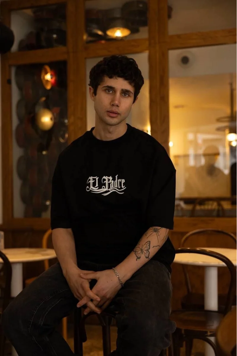 Unisex Bisiklet Yaka Baskılı Oversize T-Shirt