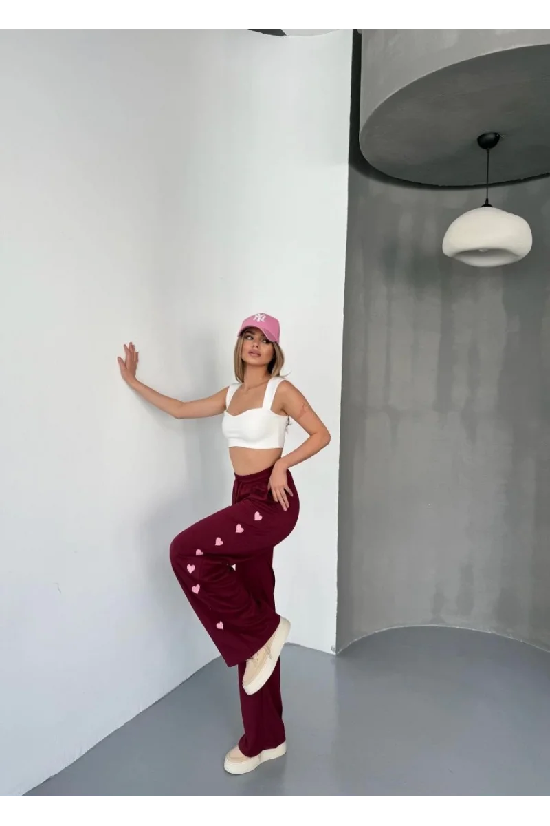 Osy Modal Yumuşak Dokulu Kumaş Nakış işlemeli Rahat Bol Paça Eşofman Pantalon