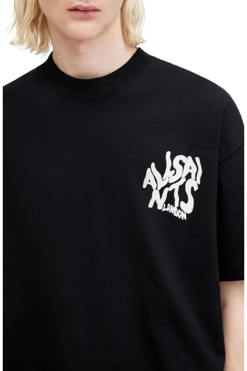 Erkek Baskılı Oversize T-shirt - Siyah