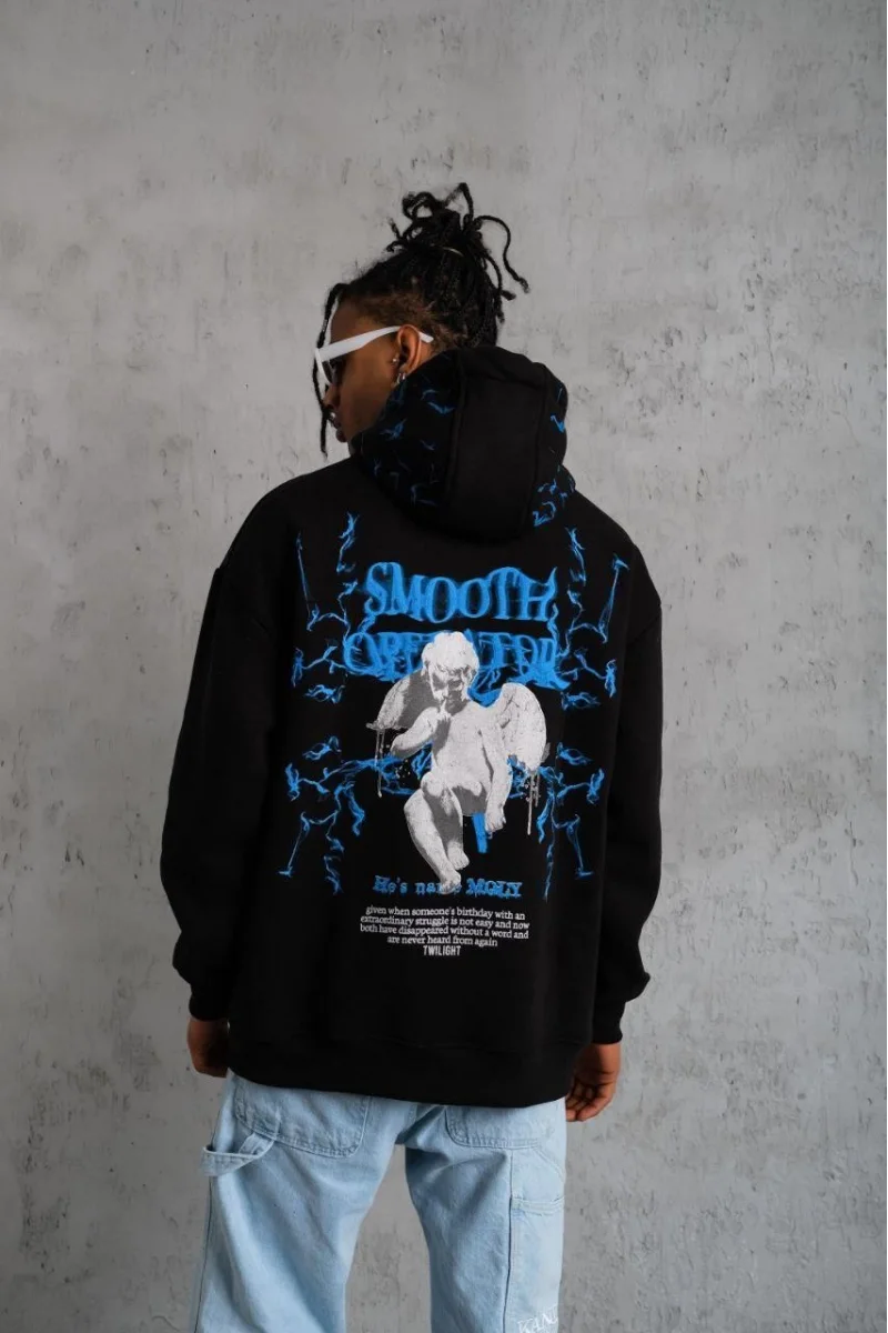 Siyah Kapüşonlu Sweatshirt