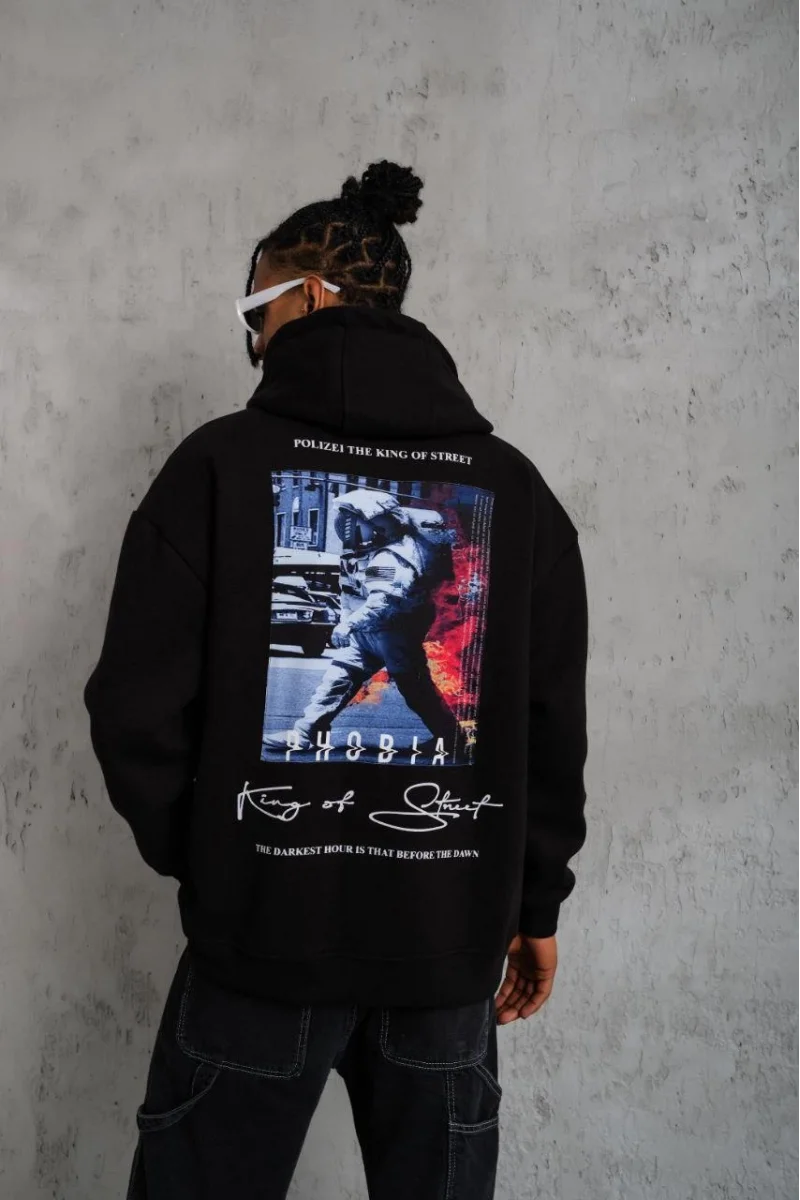 Siyah Kapüşonlu Sweatshirt