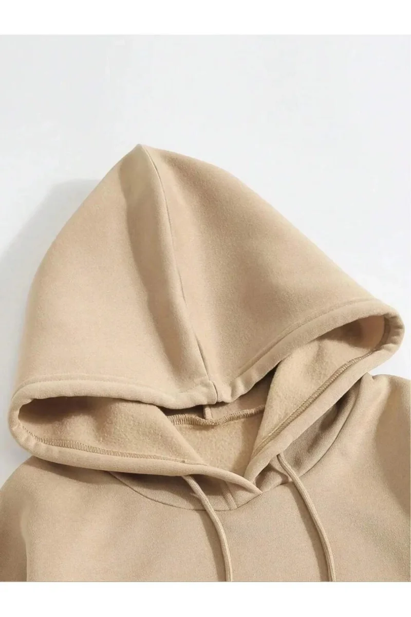 Bej Kapüşonlu Sweatshirt