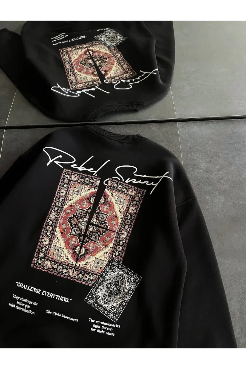 Siyah Baskılı Sweatshirt