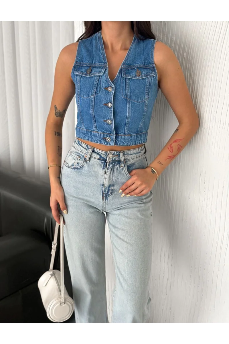 Kot Jeans yelek - Mavi