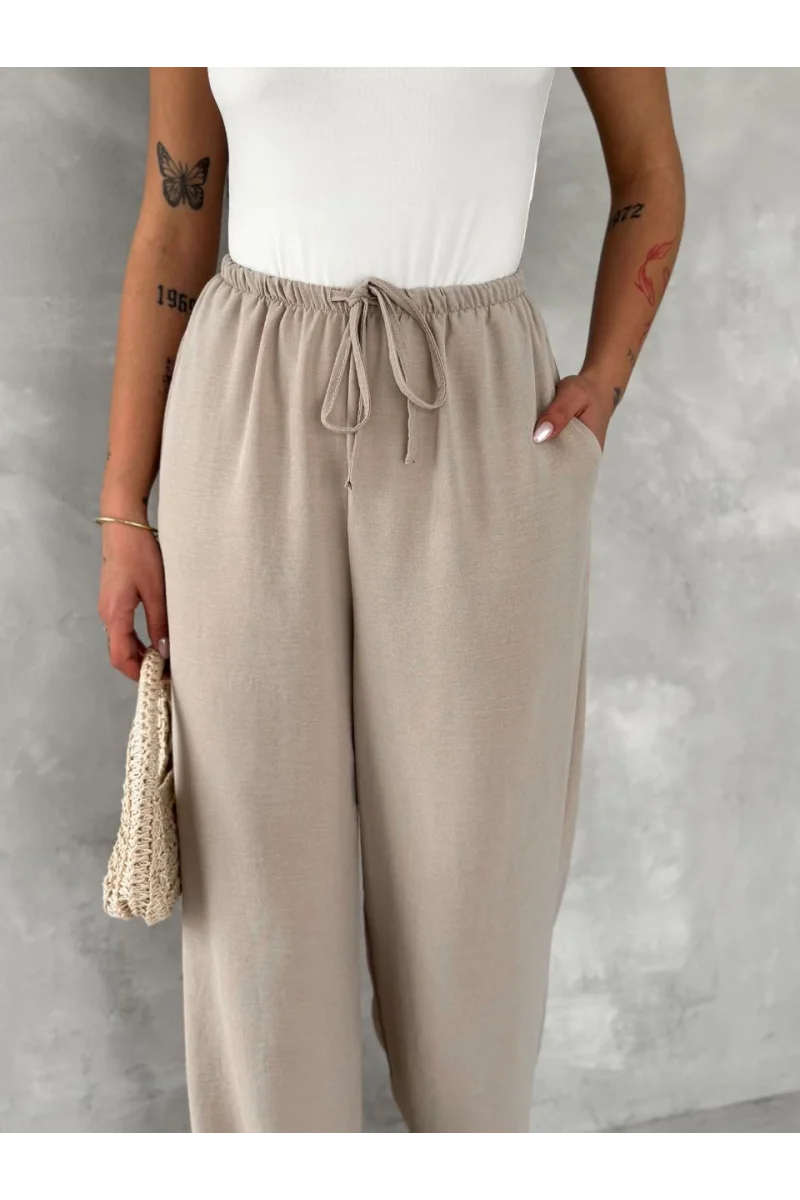 Ayrobin Oversize Kadın Pantalon - Bej