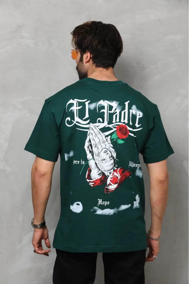 Unisex Bisiklet Yaka Baskılı Oversize T-Shirt