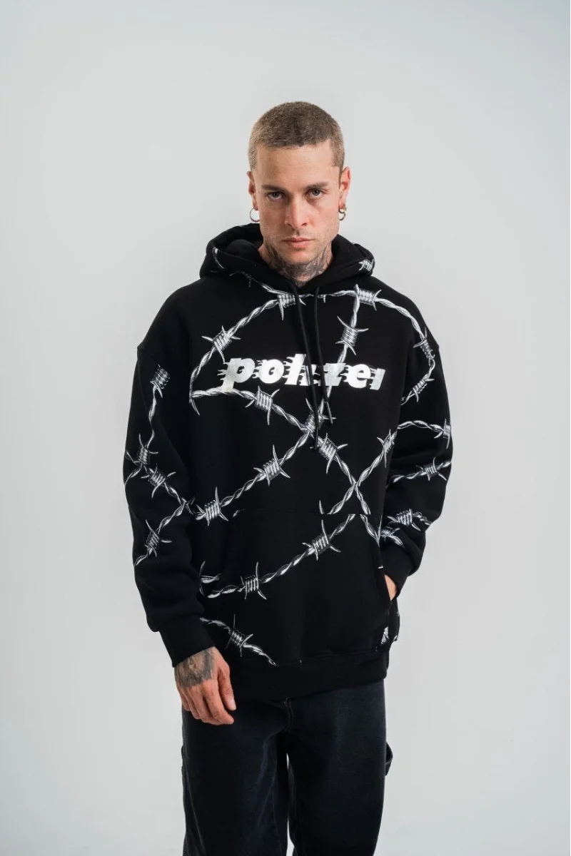 Polizei Siyah Kapüşonlu Sweatshirt