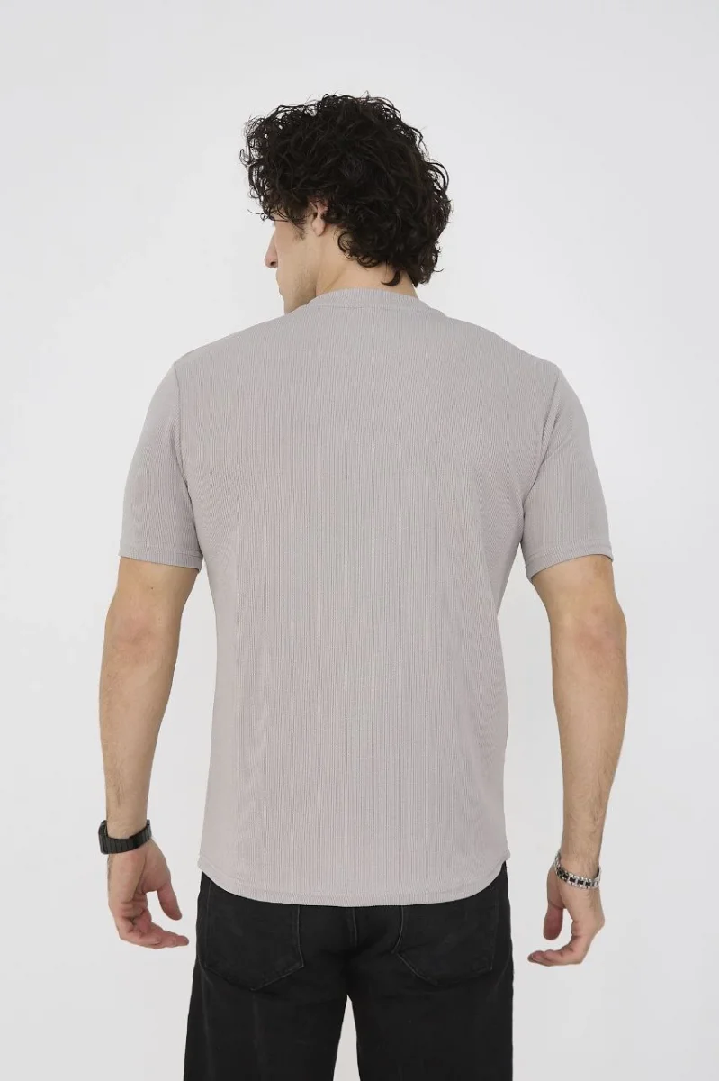 Unisex Bisiklet Yaka Slim fit T-Shirt - Gri