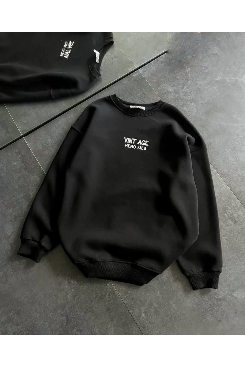 Siyah Vintage Sweatshirt