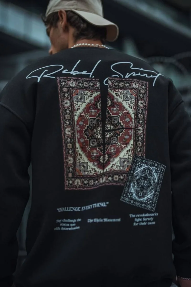 Siyah Baskılı Sweatshirt