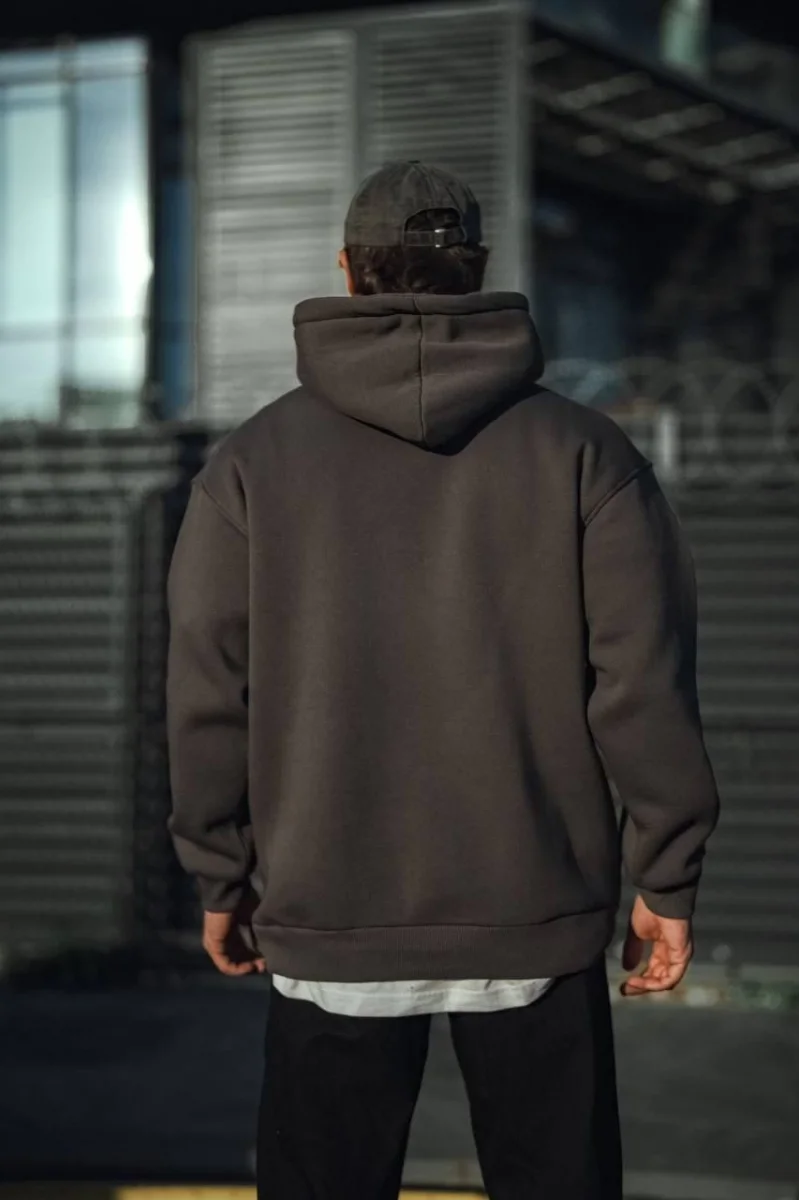 Erkek Siyah Kapüşonlu Sweatshirt