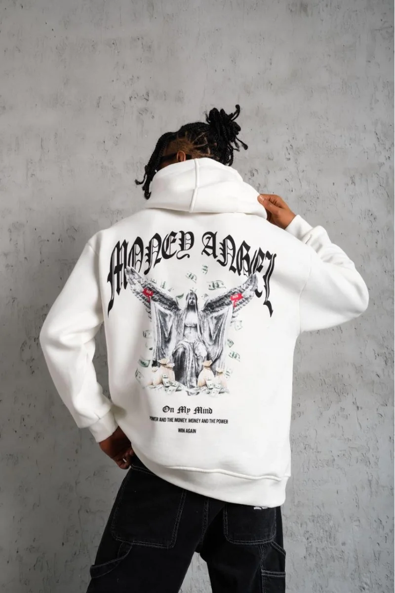 Beyaz Kapüşonlu Sweatshirt