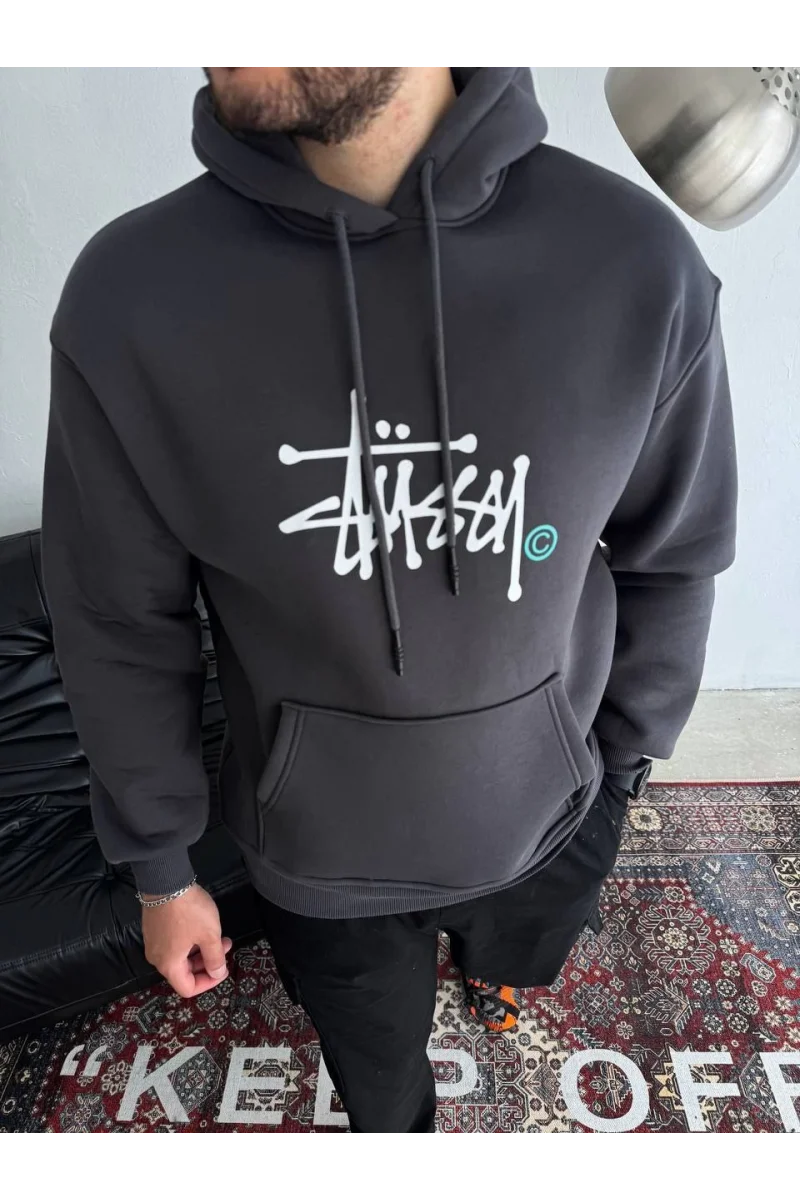 Stüssy Siyah Kapüşonlu Sweatshirt