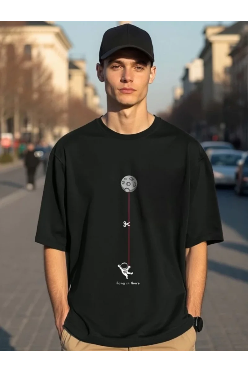 Erkek Baskılı Oversize T-shirt