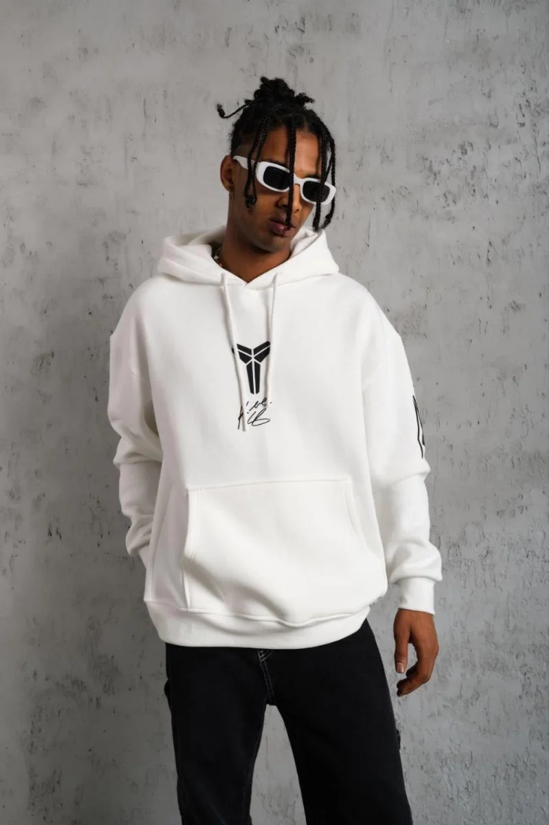Beyaz Kapüşonlu Sweatshirt