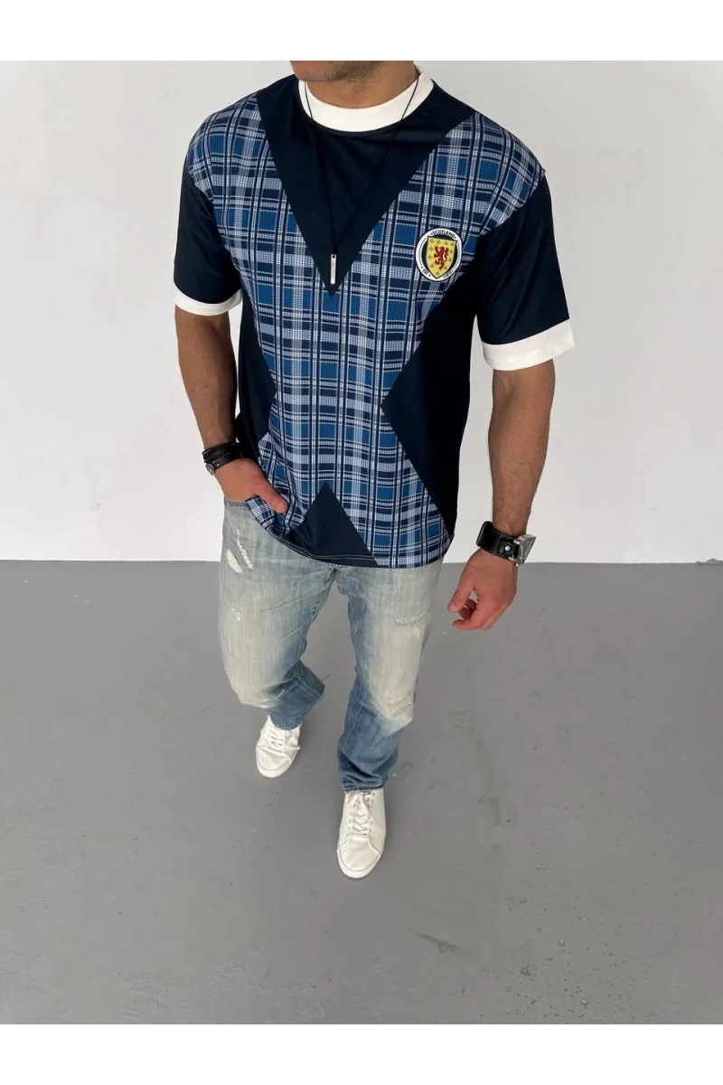 Unisex Bisiklet Yaka Baskılı Oversize T-Shirt