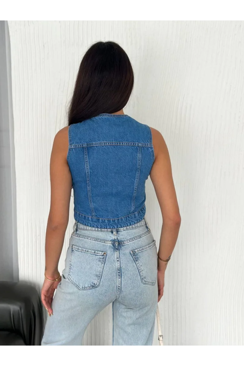 Kot Jeans yelek - Mavi