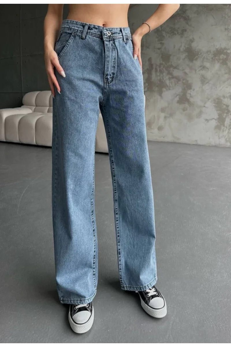 Kadın Palazzo Jeans Pantolon - Mavi