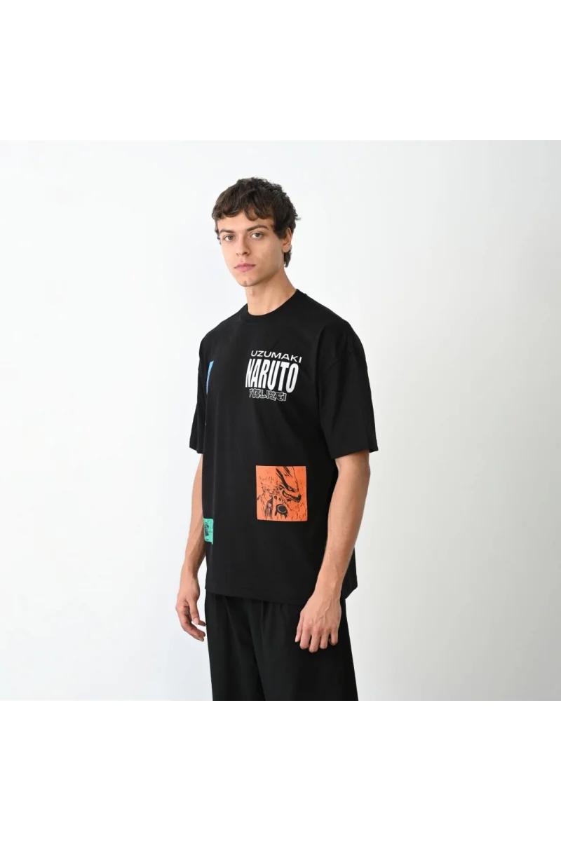 Unisex Bisiklet Yaka Baskılı Oversize T-Shirt