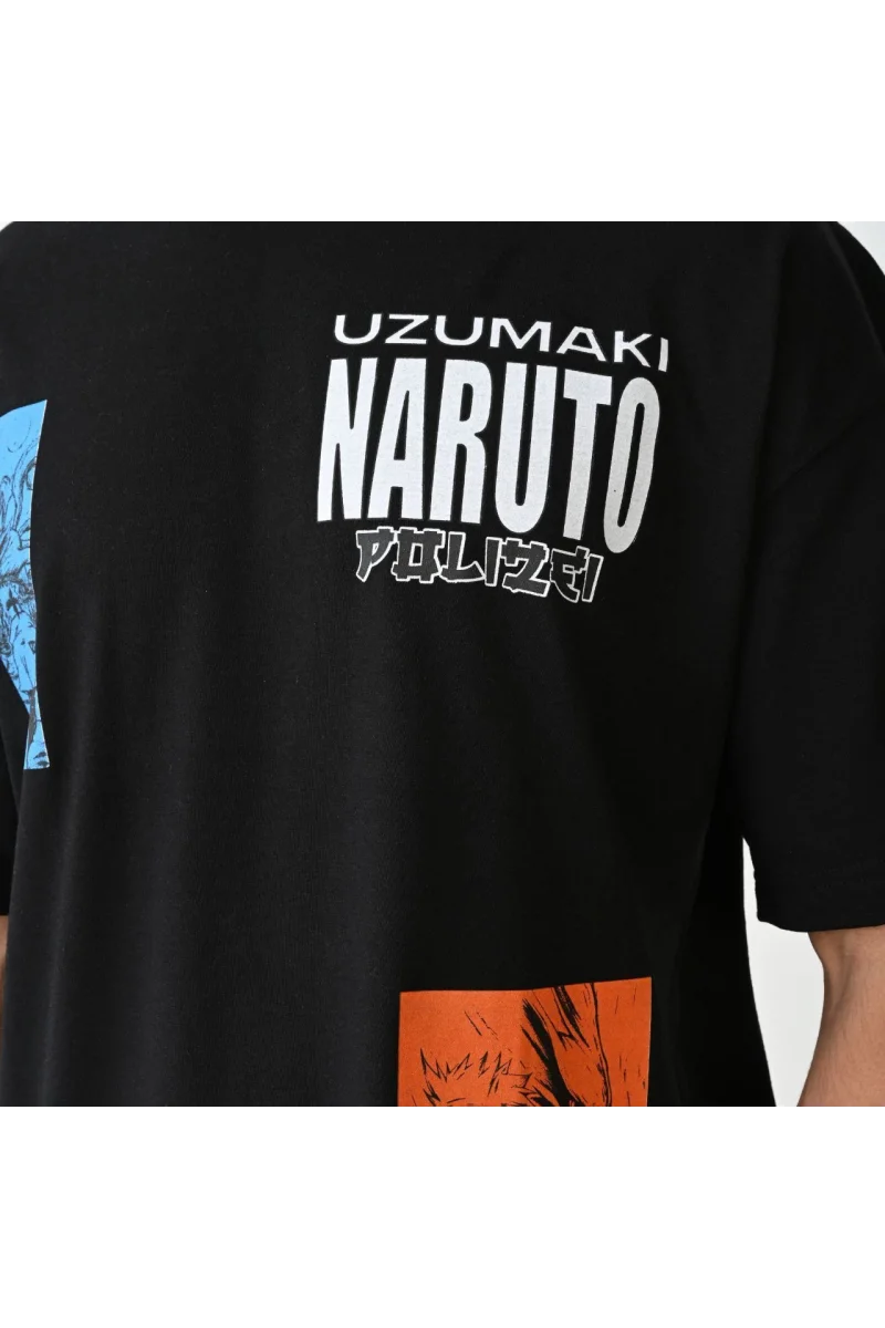 Unisex Bisiklet Yaka Baskılı Oversize T-Shirt