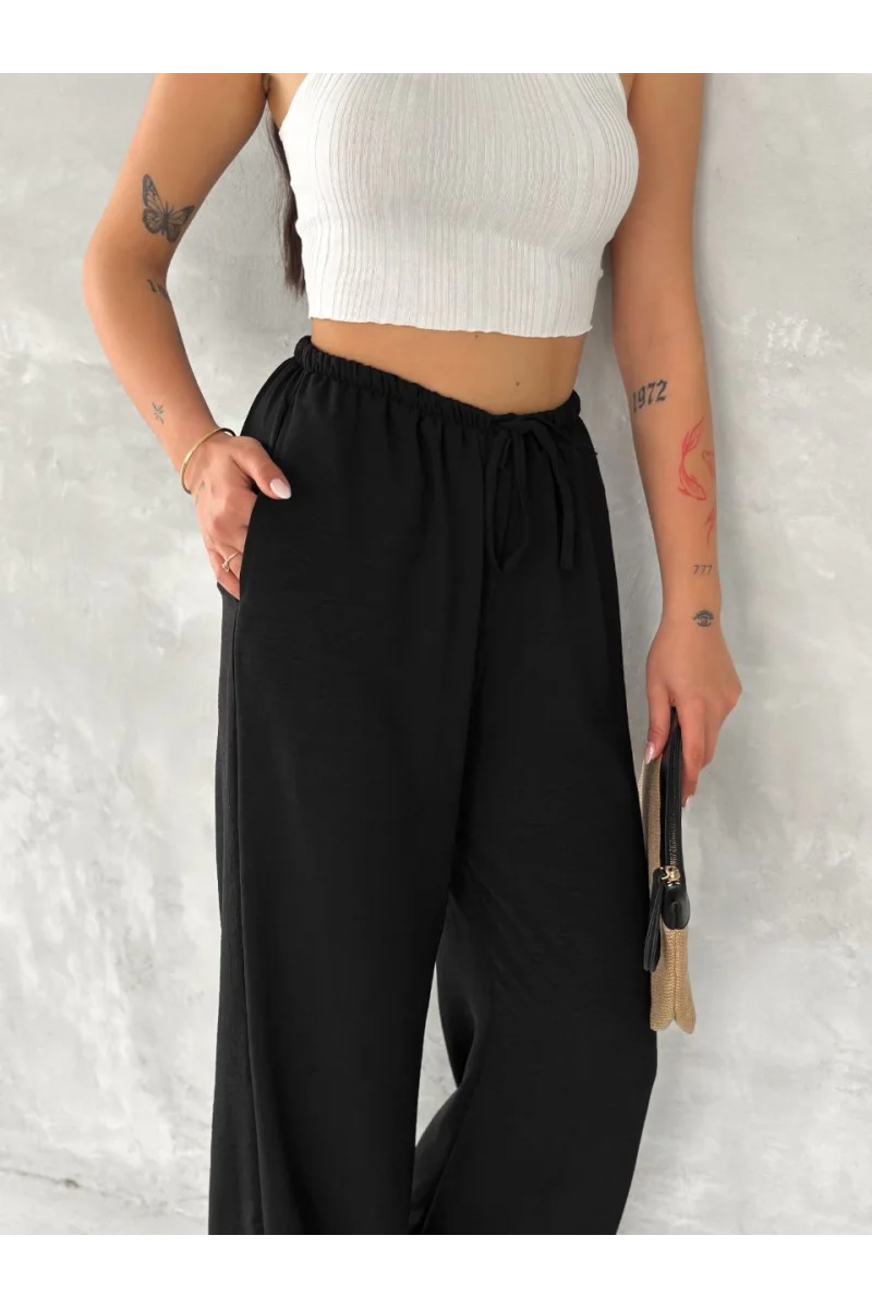 Ayrobin Oversize Kadın Pantalon - Siyah