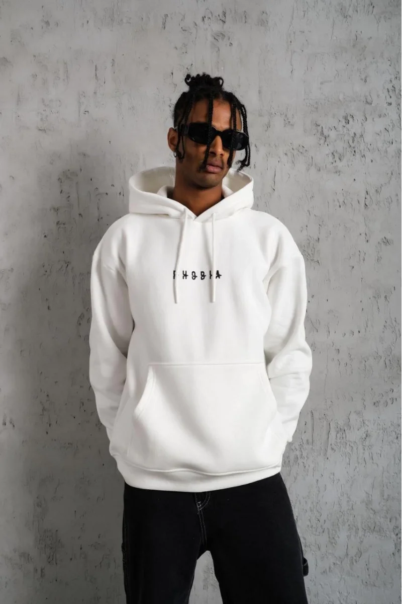 Beyaz Kapüşonlu Sweatshirt