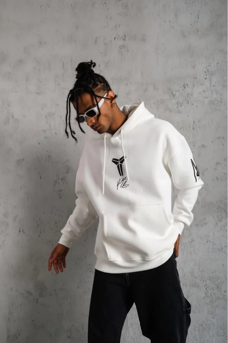 Beyaz Kapüşonlu Sweatshirt