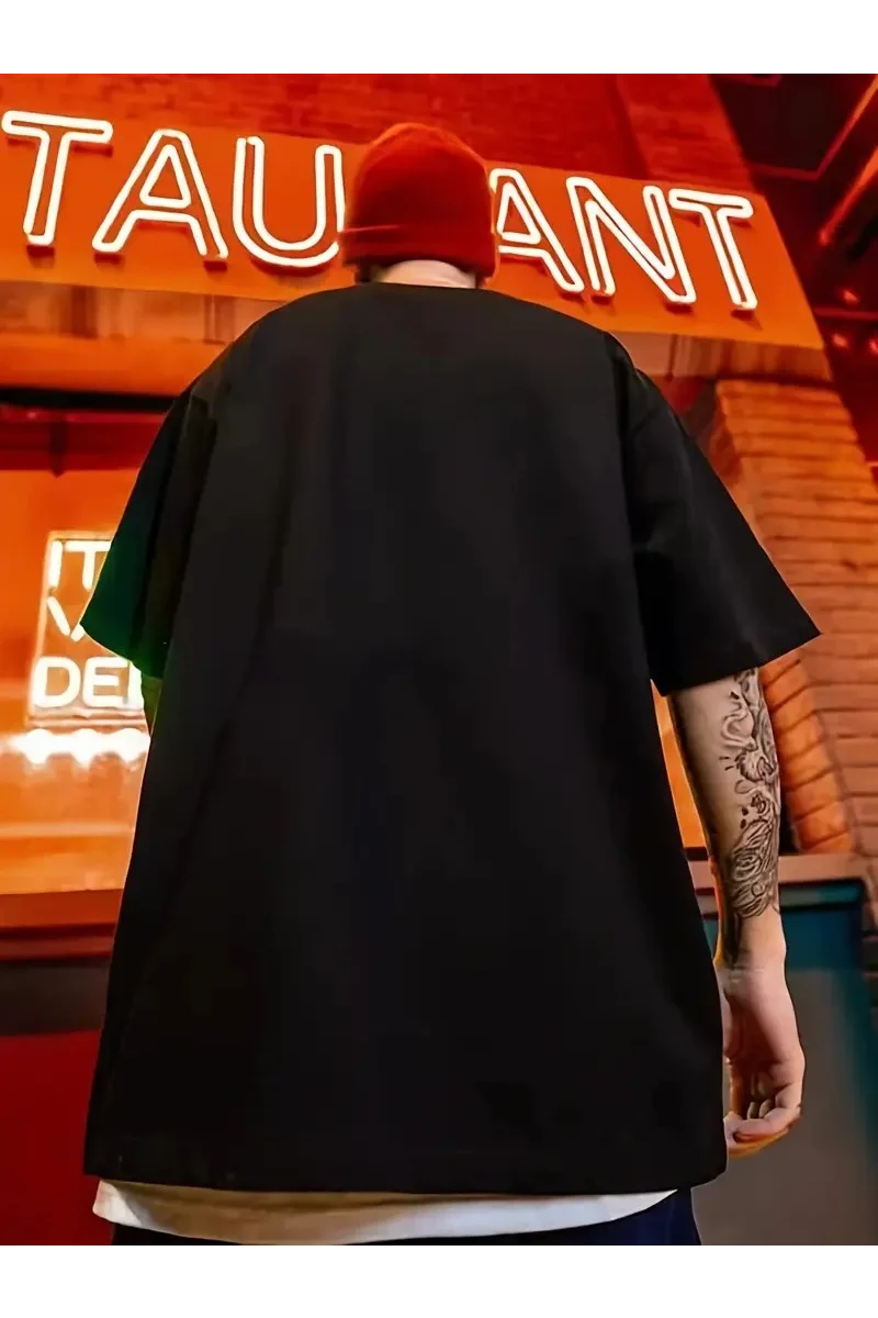 erkek büyük beden Kart baskılı düz renk kısa kollu bisiklet yaka tişört gündelik giyim