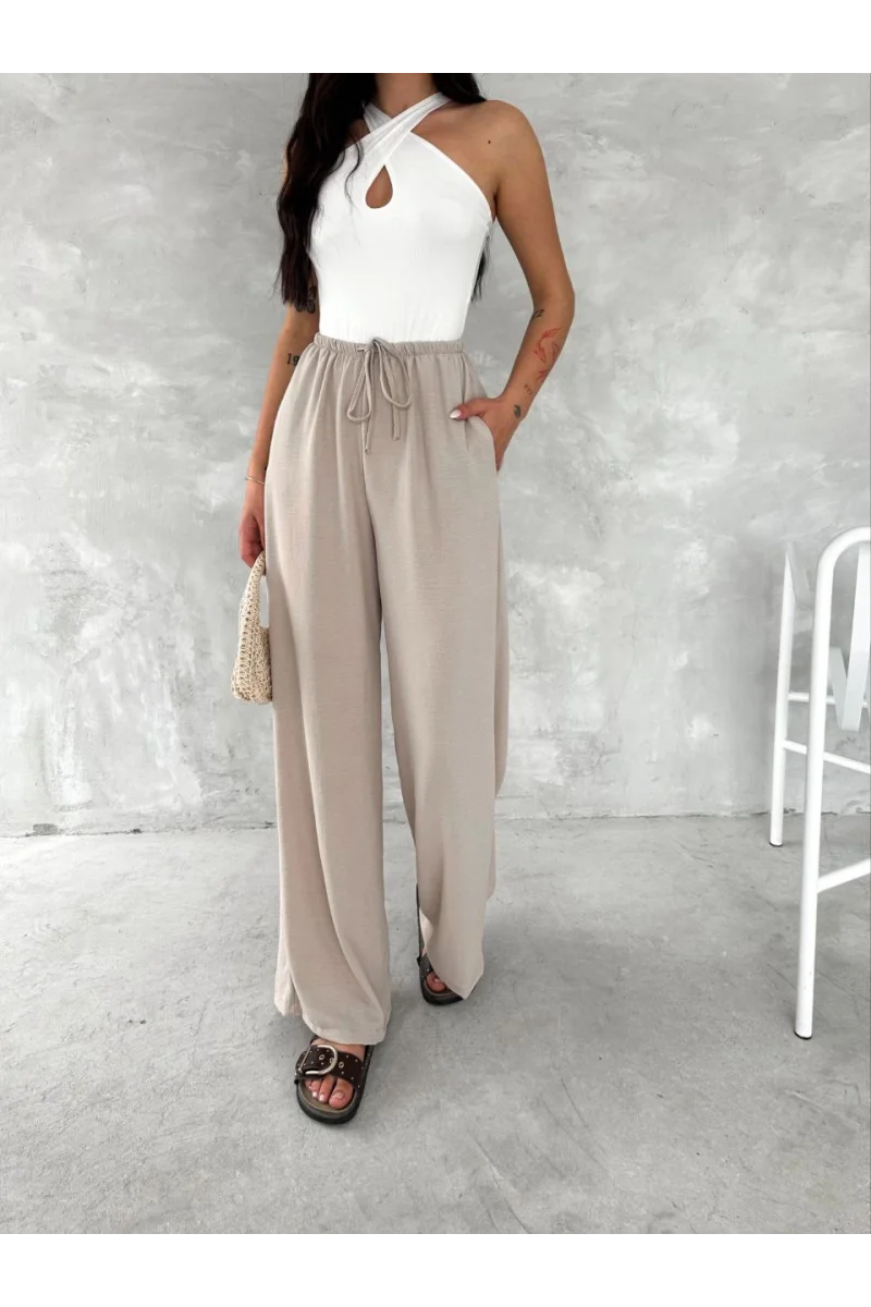Ayrobin Oversize Kadın Pantalon - Bej