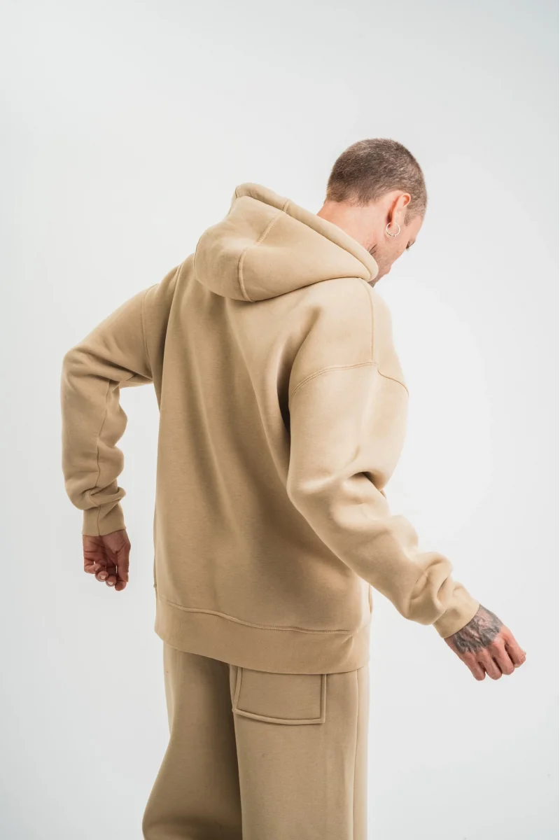 Bej Kapüşonlu Sweatshirt