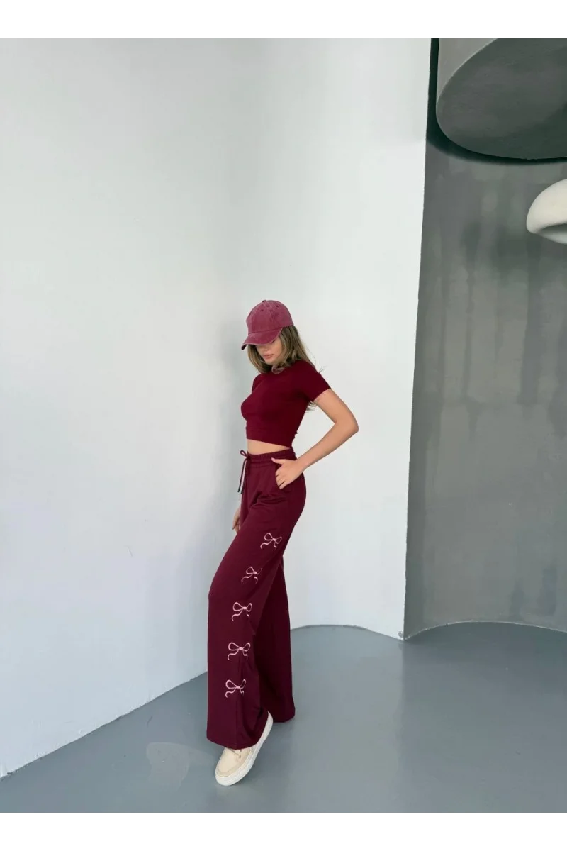 Osy Modal Yumuşak Dokulu Kumaş Nakış işlemeli Rahat Bol Paça Eşofman Pantalon