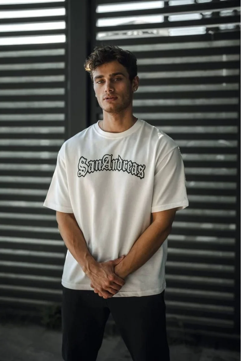 Unisex Bisiklet Yaka Baskılı Oversize T-Shirt