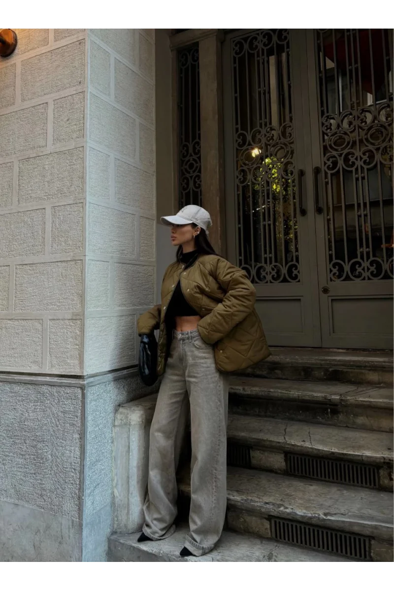 Kadın kahve Kapitone Mont